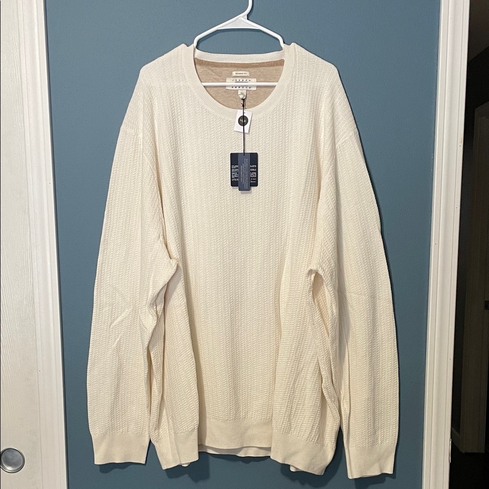 Joseph Abboud NWT Modern Fit Men’s Ivory Cable Knit Sweater Cotton Linen Size 4X